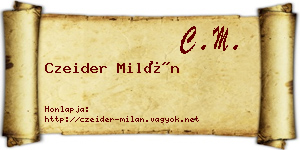Czeider Milán névjegykártya
